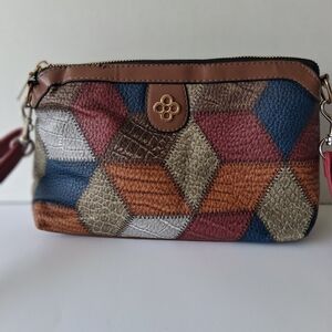 Patchwork Leather Wristlet Crossbody Bag - Multicolor